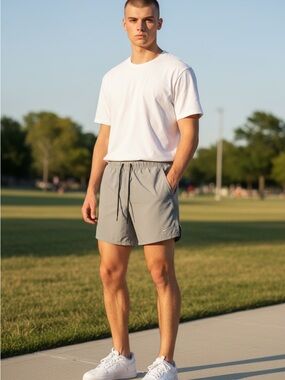 Nike Men’s Gray Dri-FIT Versatile Athletic Shorts with Black Drawstring